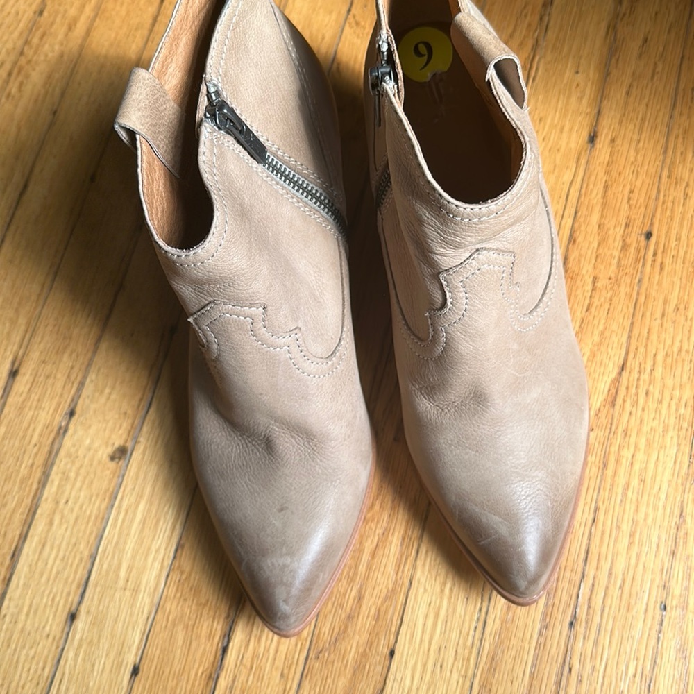 Frye leather tan booties